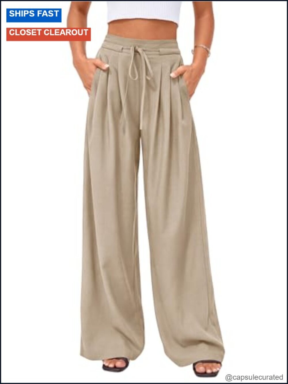 Wide Leg Dress Pants Business Casual High Waist Pleated Palazzo Slacks